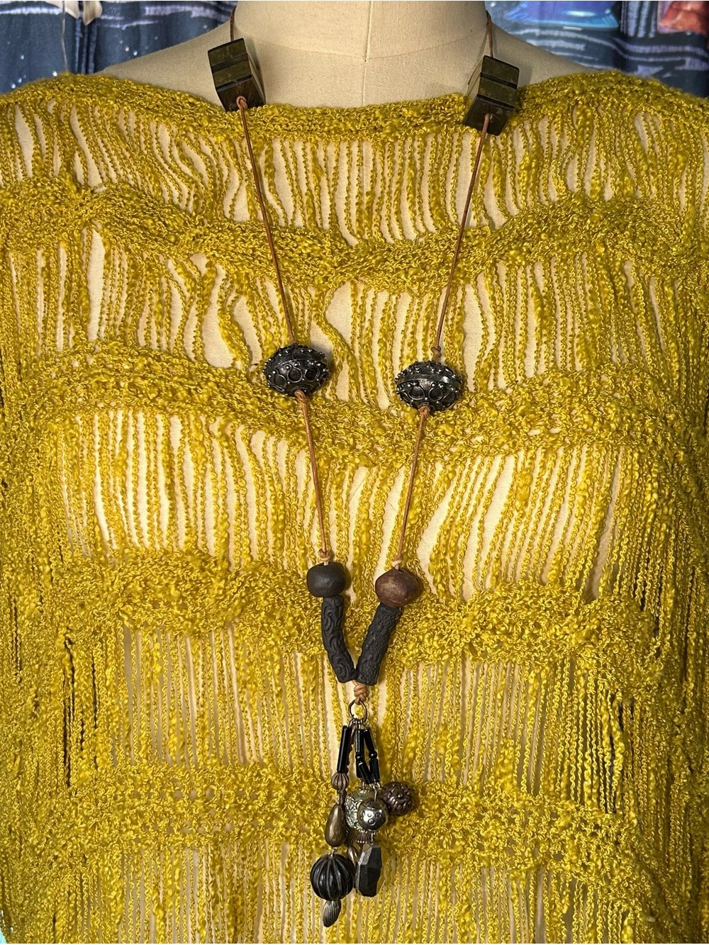 Artisan Handcrafted Boho-Tribal Festive Long Tassel Necklace in Mixed Beads